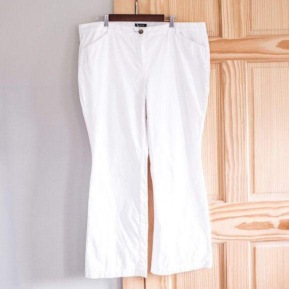 Land's End White 100% Cotton Trouser Pants Nautical Coastal Preppy Sz 18 - Picture 1 of 13